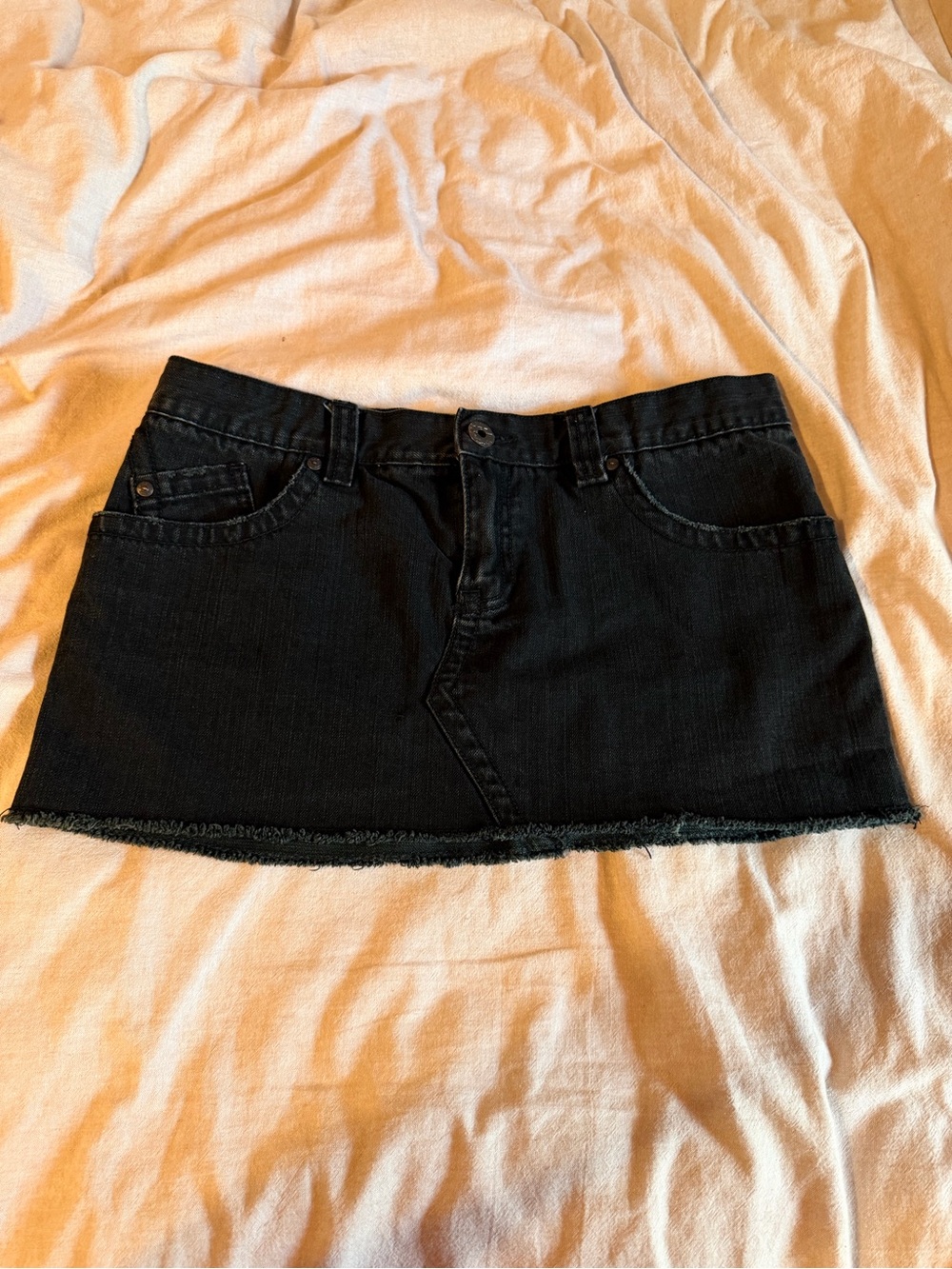 Roxy Black Denim Mini Skirt with Raw Hem